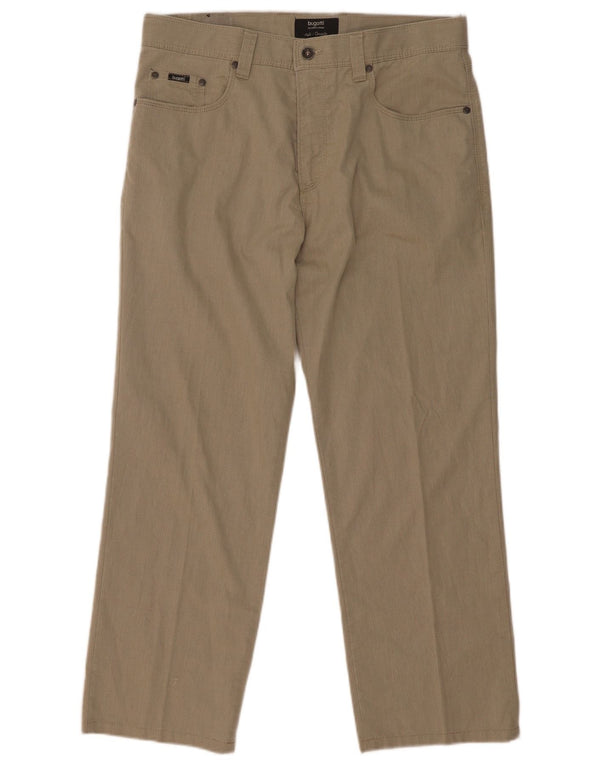 Bugatti Mens Straight Casual Trousers Large W34 L27 Beige Cotton