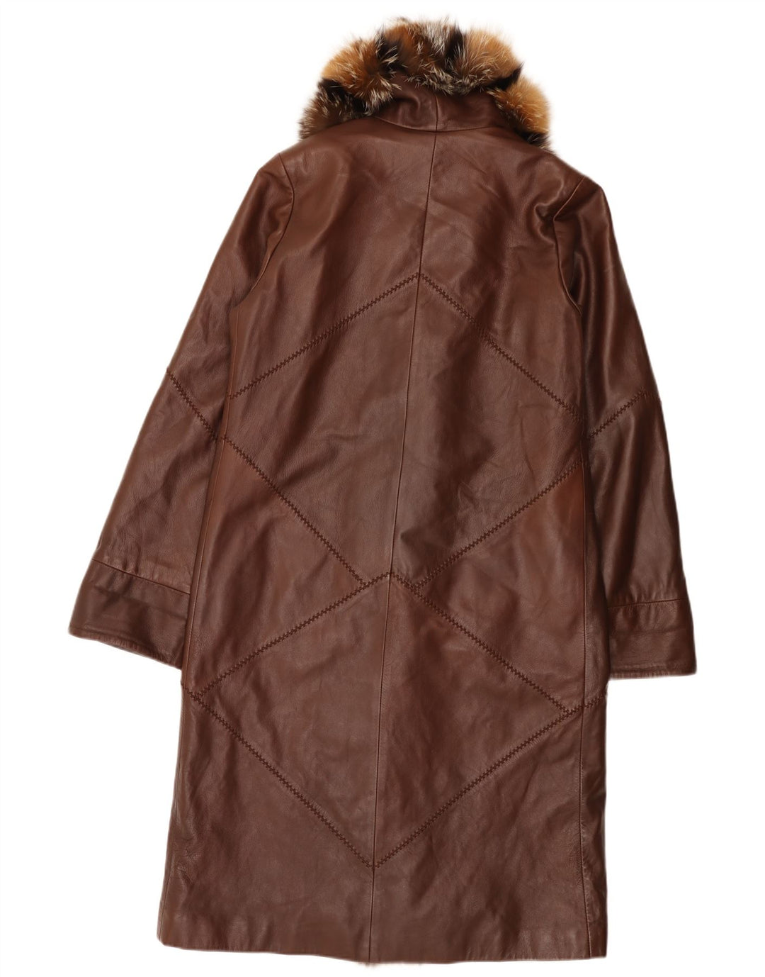 Anna Paola Womens Leather Coat IT 44 Medium Brown