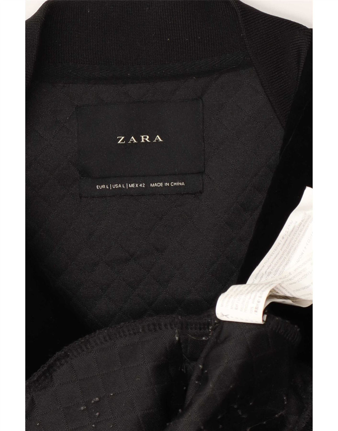 Zara Mens Bomber Jacket UK 40 Large Black Polyester