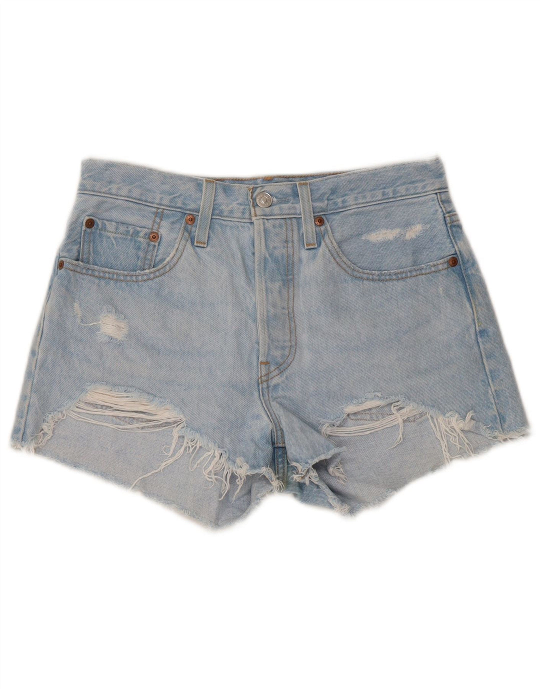 LEVI'S Womens 501 Distressed Denim Shorts W27 Small  Blue Cotton