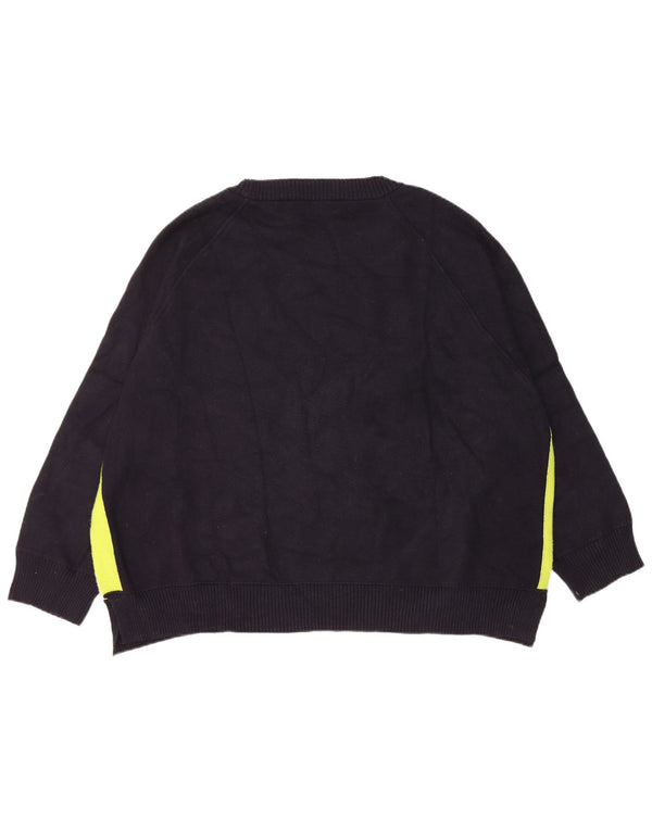 Zara Womens Boat Neck Jumper Sweater UK 10 Small Navy Blue Colourblock
