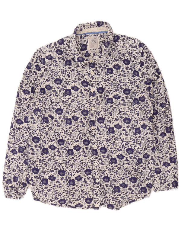 Crew Clothing Womens Classic Fit Shirt UK 16 Large Blue Floral Cotton