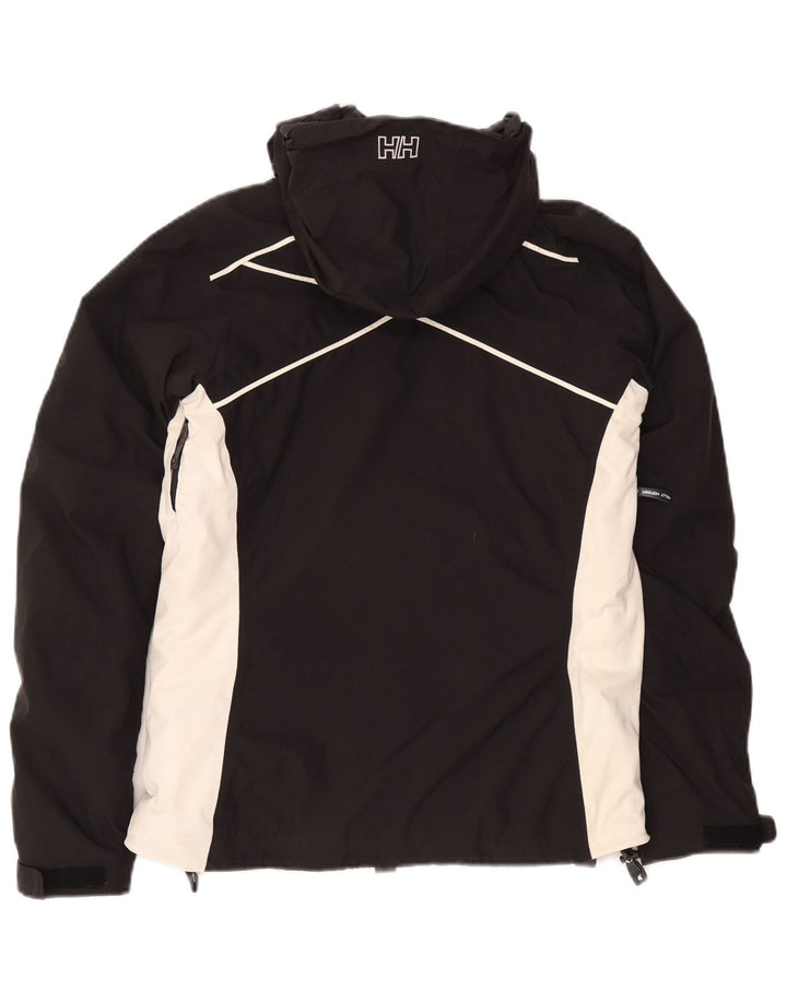Helly Hansen Womens Graphic Rain Jacket UK 10 Small Black Colourblock