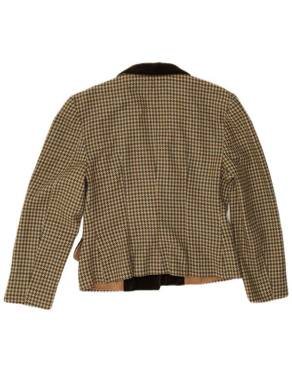 Vintage Womens 1 Button Blazer Jacket EU 38 Medium Beige Houndstooth