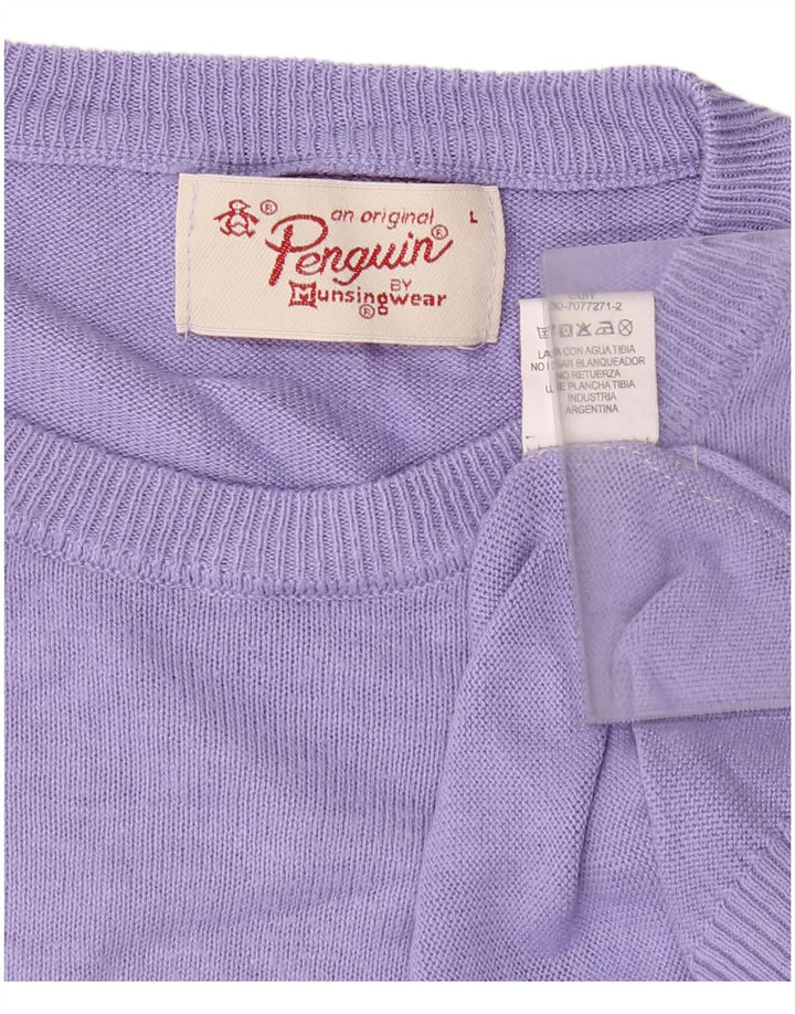 Penguin Mens Crew Neck Jumper Sweater Large Purple