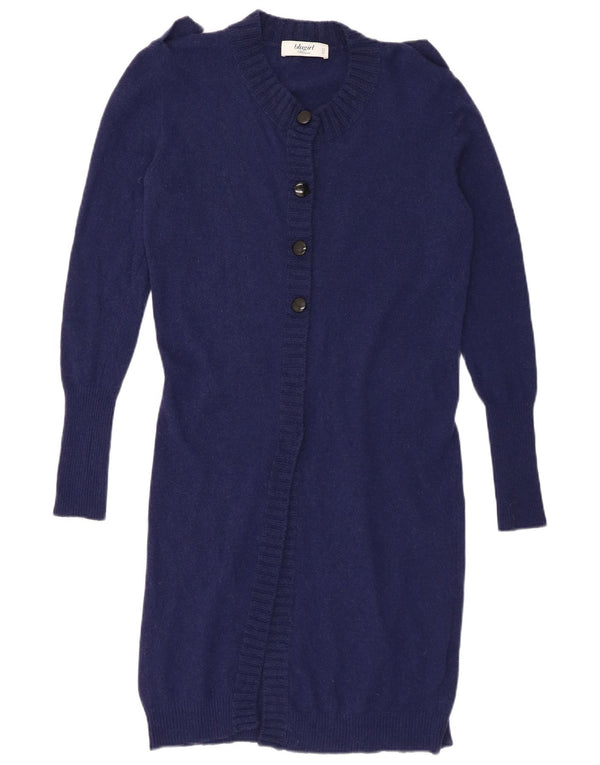 Vintage Womens Longline Cardigan Sweater IT 44 Medium Navy Blue Wool