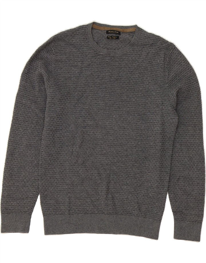 MASSIMO DUTTI Womens Crew Neck Jumper Sweater UK 12 Medium Grey Cotton Vintage Massimo Dutti and Second-Hand Massimo Dutti from Messina Hembry 