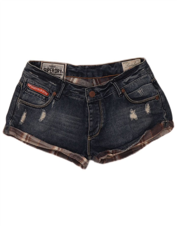 SUPERDRY Womens Distressed Denim Shorts W30 Medium  Blue Cotton