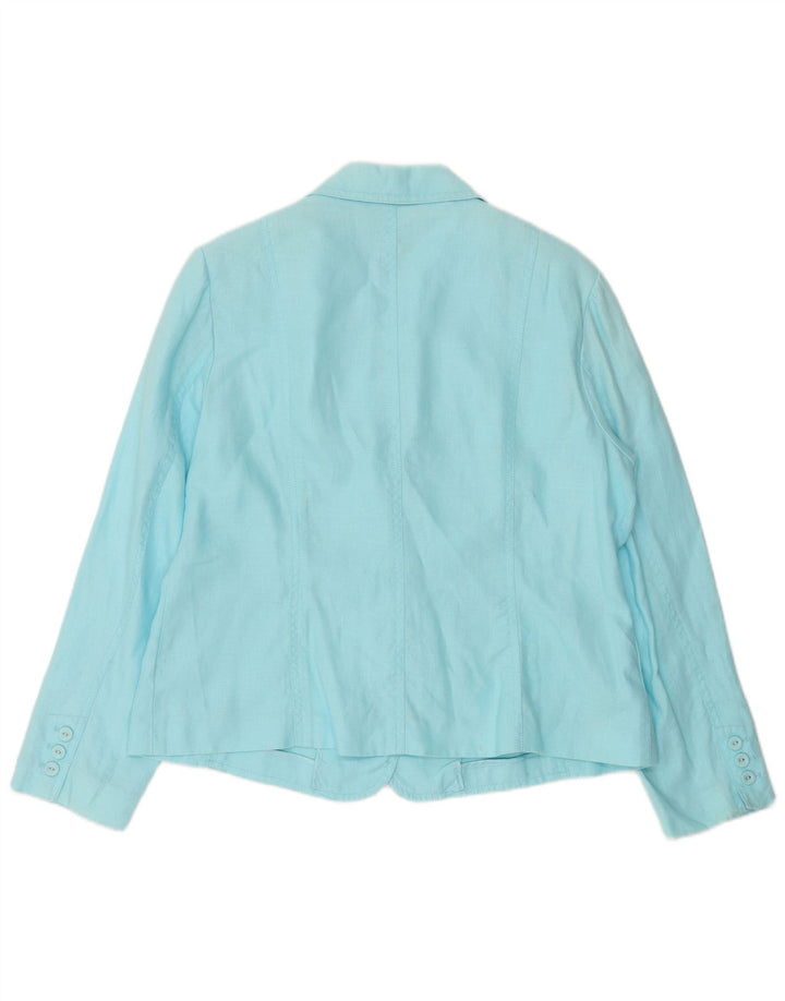 Per Una Womens 4 Button Blazer Jacket UK 18 XL Blue Linen