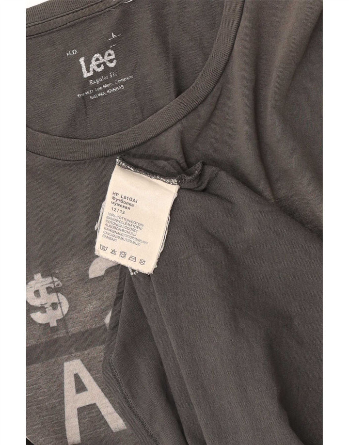 Lee Mens Regular Fit Graphic T-Shirt Top Large Grey Cotton