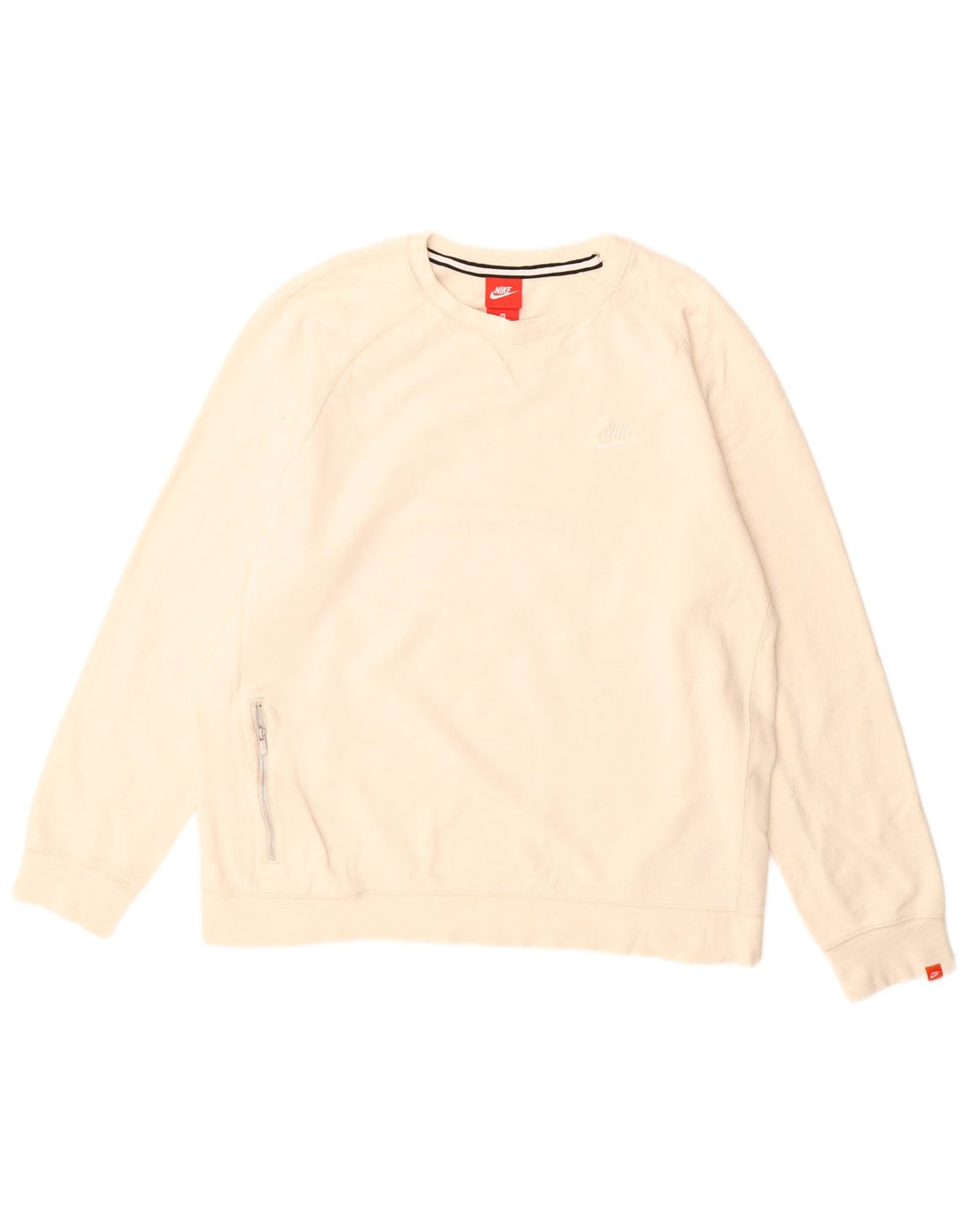 Nike Mens Sweatshirt Jumper XL Off White Cotton