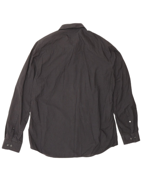 CALVIN KLEIN Mens Shirt Medium Black Striped Cotton