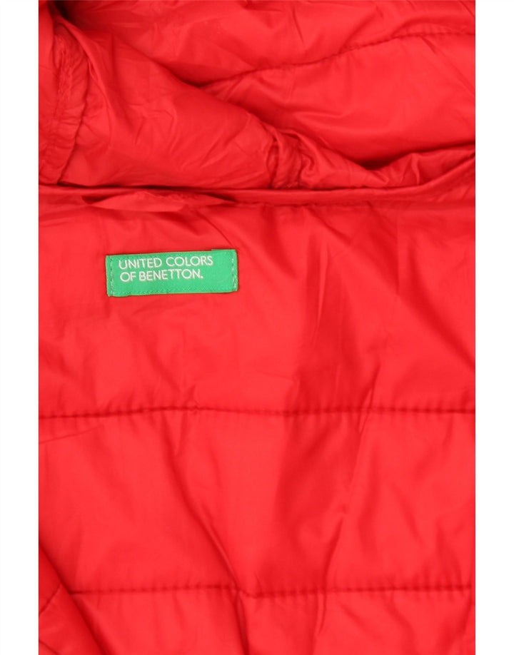 BENETTON Womens Hooded Padded Jacket UK 14 Medium Red Vintage Benetton and Second-Hand Benetton from Messina Hembry 