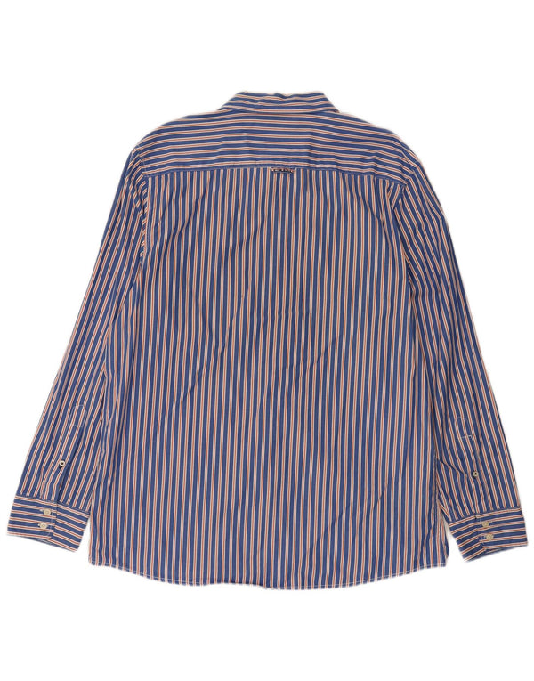 Crew Clothing Mens Tailored Fit Shirt XL Navy Blue Striped Cotton