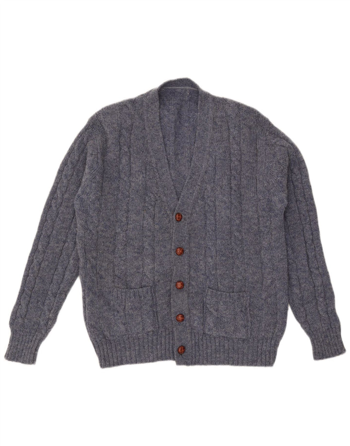 Vintage Mens Cardigan Sweater Medium Blue Flecked