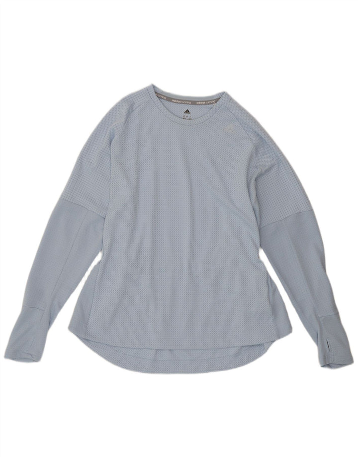 Adidas Womens Top Long Sleeve UK 16/18 Large Blue Polyester