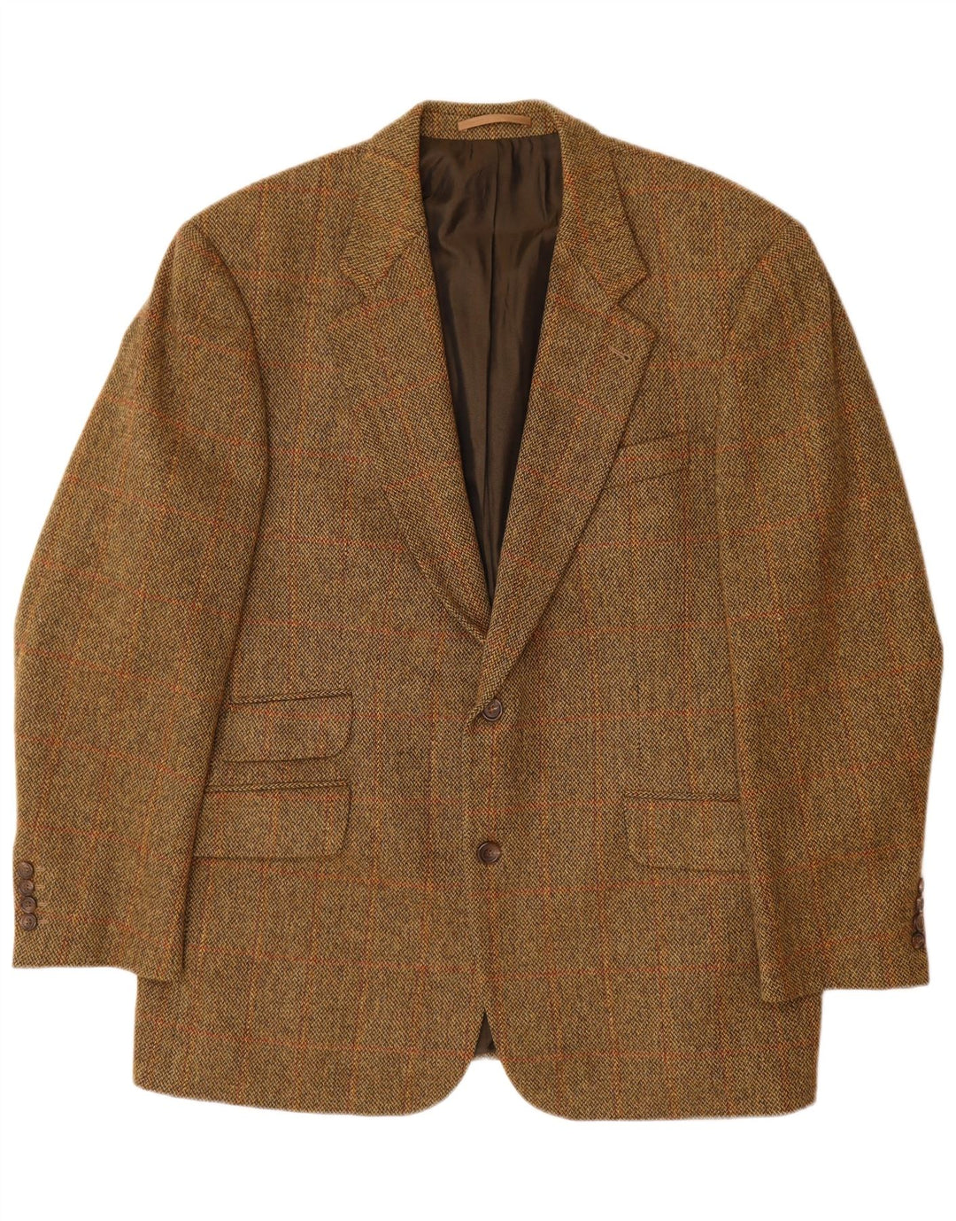 HUGO BOSS Mens 2 Button Blazer Jacket EU 56 3XL Brown Check New Wool