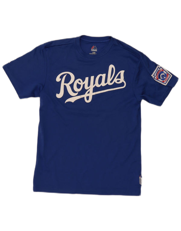 Majestic Boys Graphic T-Shirt Top 13-14 Years Large Blue Polyester