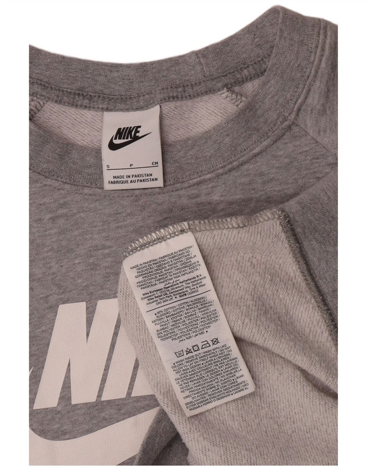 Nike Womens Graphic Sweatshirt Jumper UK 10 Small Grey Flecked Cotton