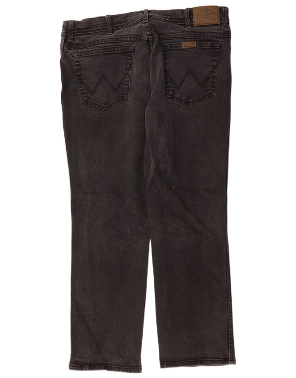 Wrangler Mens Regular Fit Straight Jeans W38 L30 Black Cotton