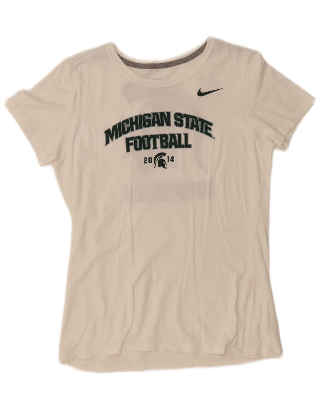 NIKE Womens Michigan State Graphic T-Shirt Top UK 12 Medium Off White