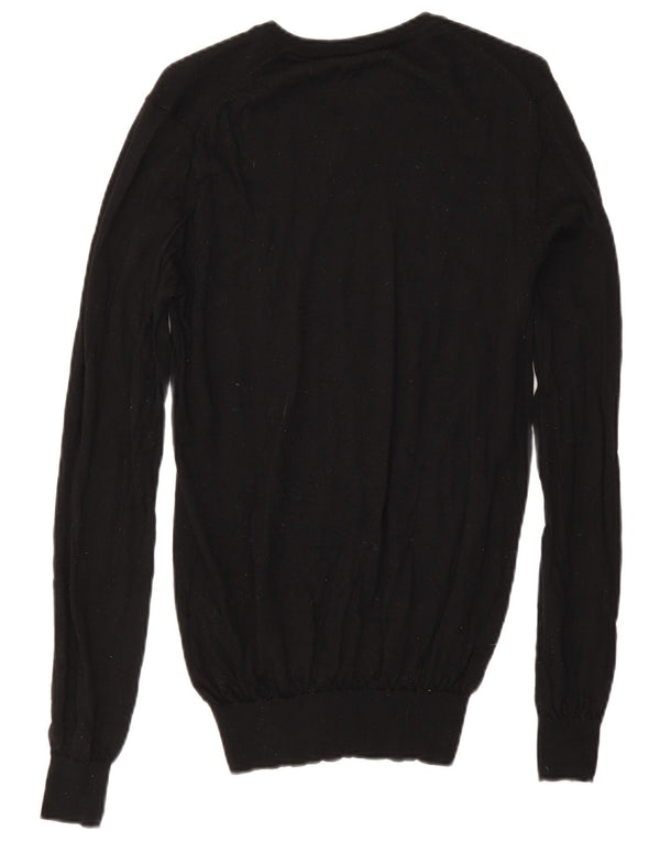 Reiss Mens V-Neck Jumper Sweater Small Black Wool