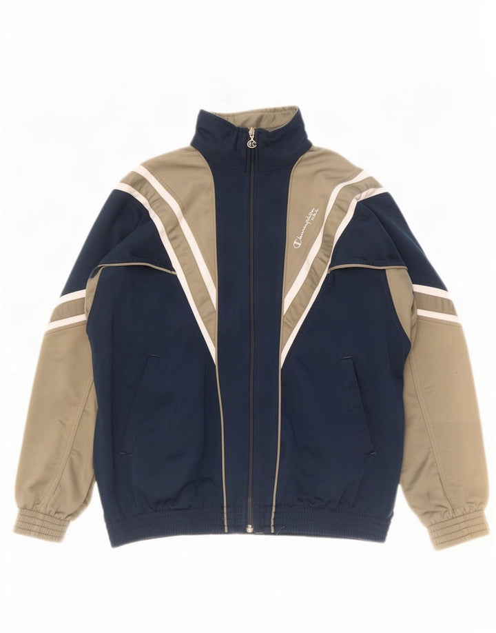 Champion Mens Tracksuit Top Jacket Medium Navy Blue Colourblock Polyester