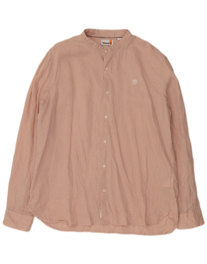 Timberland Mens Slim Fit Shirt XL Pink Linen