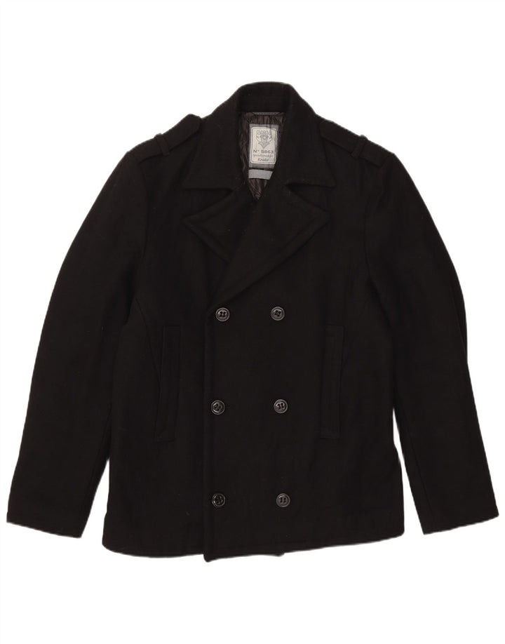 Kruder Mens Pea Coat UK 40 Large Black Wool