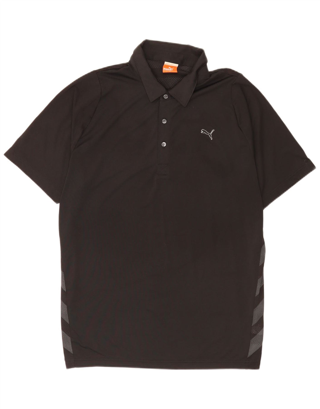 Puma Mens Graphic Polo Shirt Large Black Colourblock Polyester