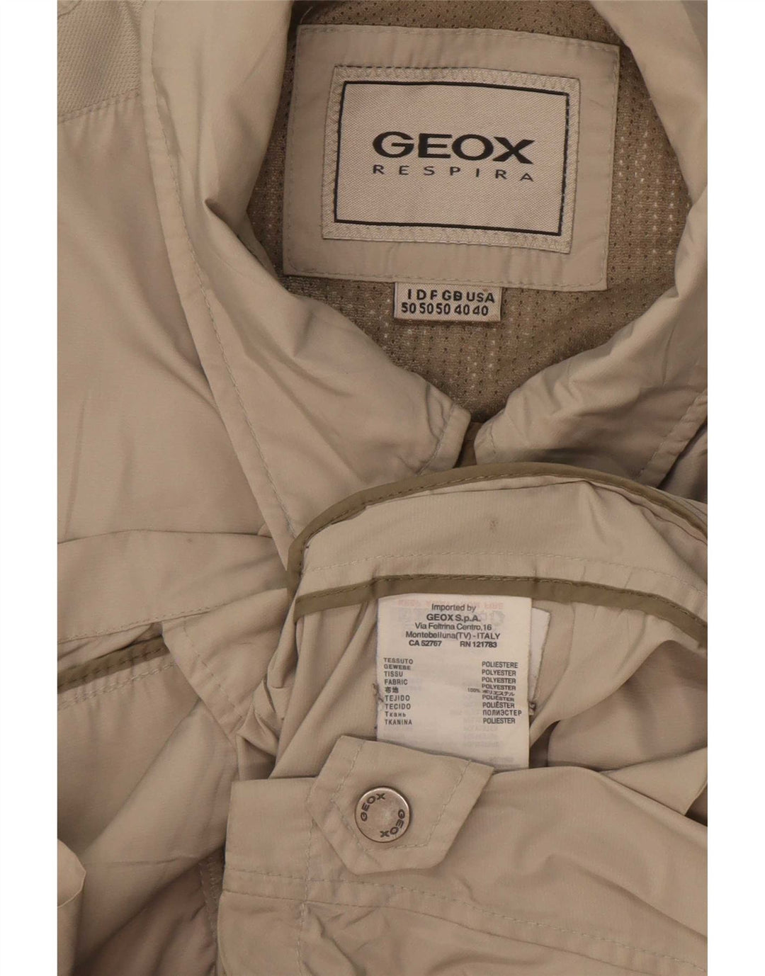 Geox Mens Respira Utility Jacket UK 40 Large Beige Polyester