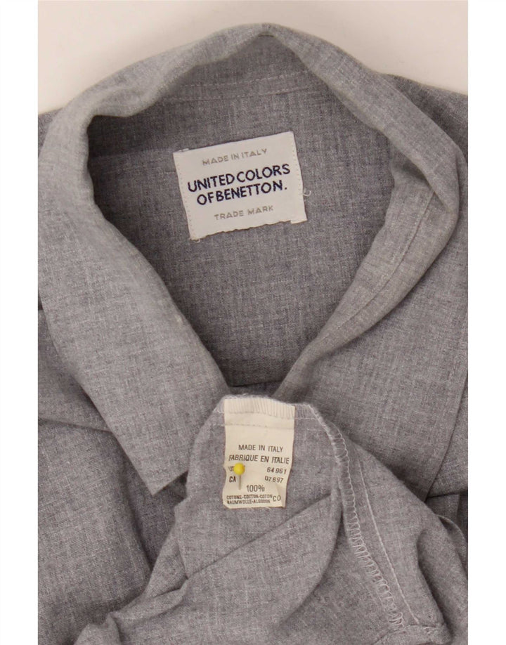 Benetton Mens Shirt Large Grey Cotton