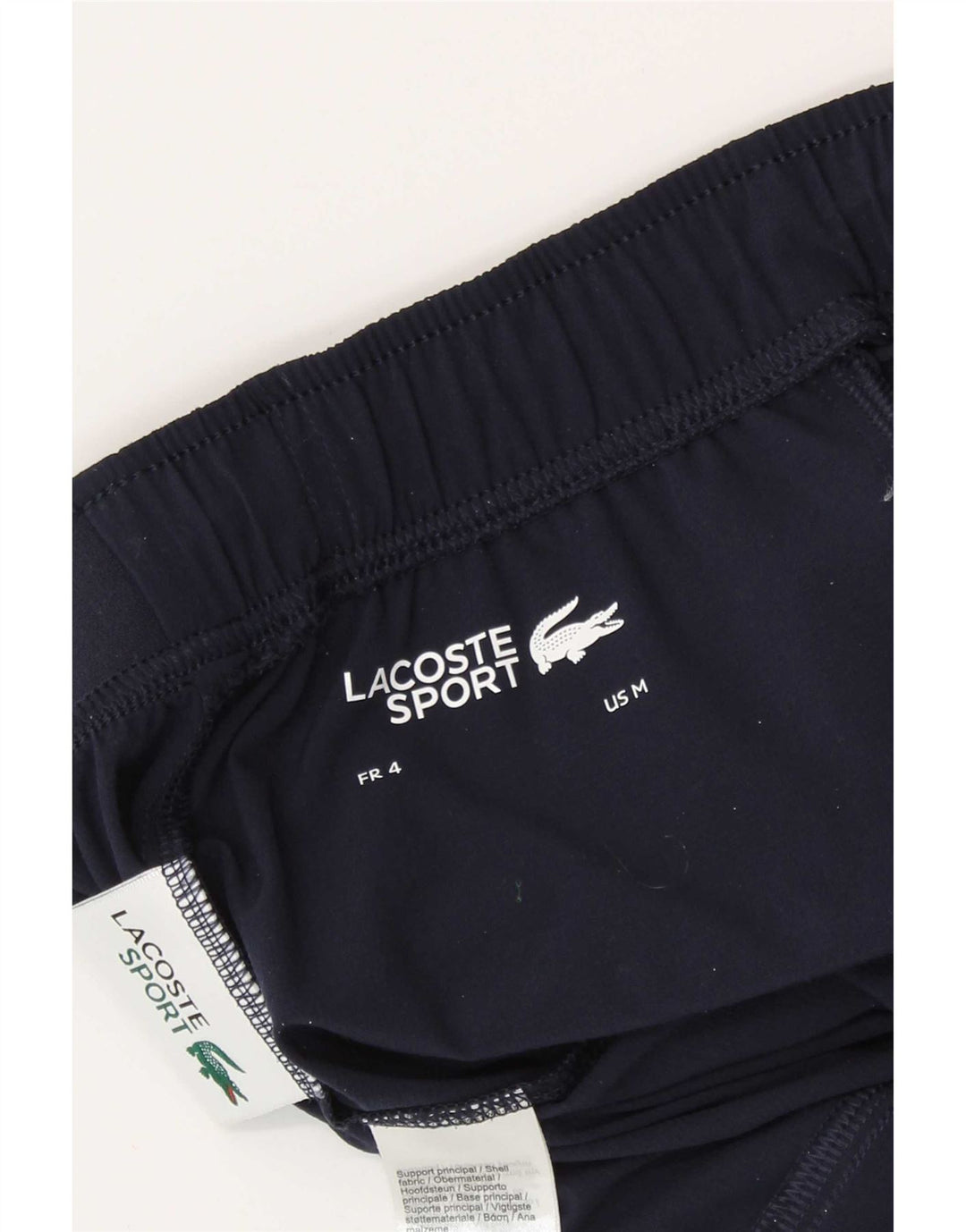 Lacoste Mens Graphic Sport Shorts Size 4 Medium Navy Blue Polyester