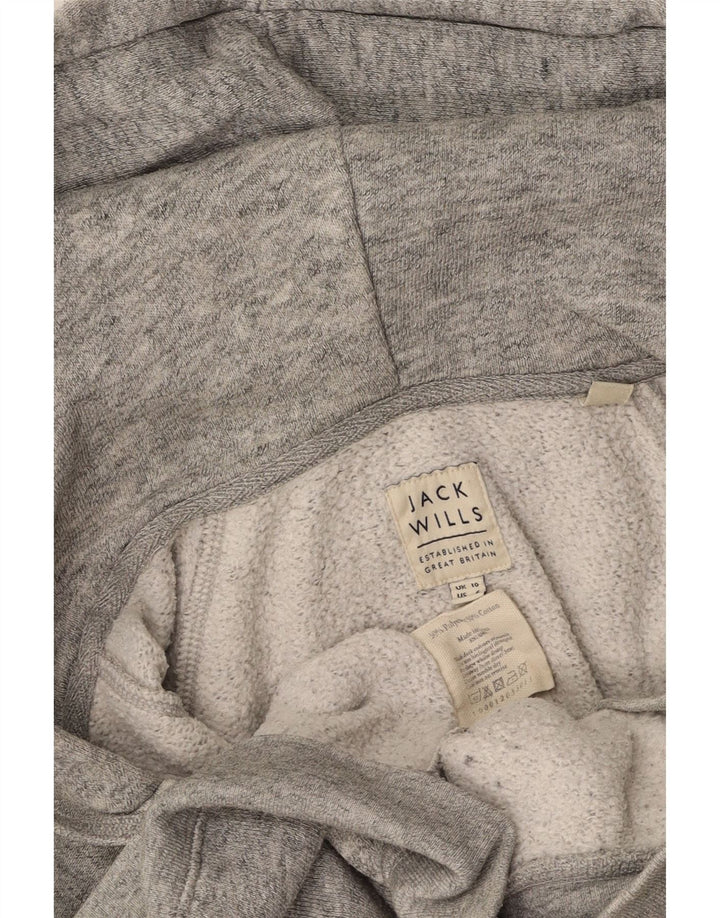 JACK WILLS Womens Oversized Zip Hoodie Sweater UK 10 Small Grey Polyester