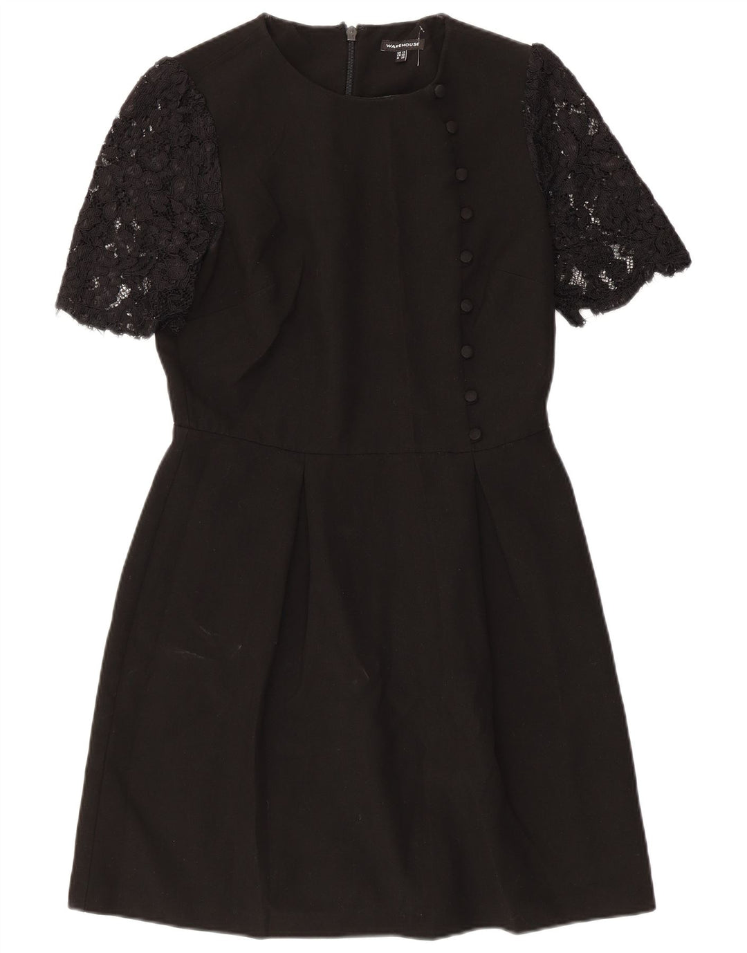 WAREHOUSE Womens A-Line Dress UK 12 Medium Black Polyester