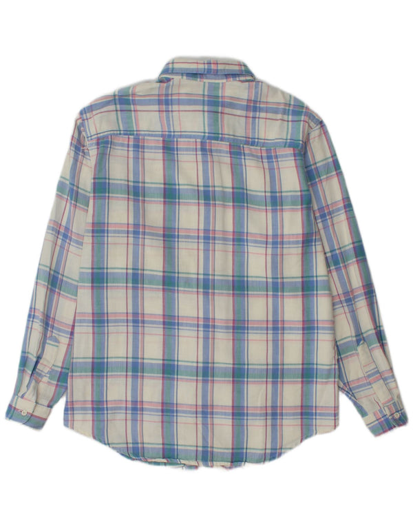 EDDIE BAUER Womens Flannel Shirt UK 14 Medium Blue Check Cotton