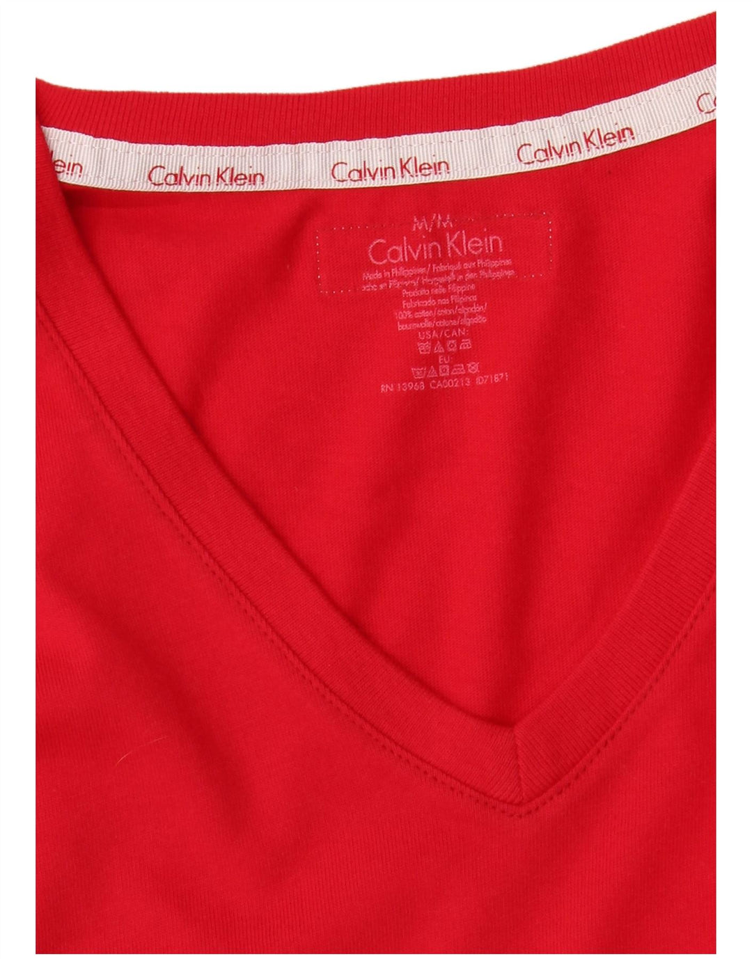 Calvin Klein Womens Top Long Sleeve UK 12 Medium Red Cotton