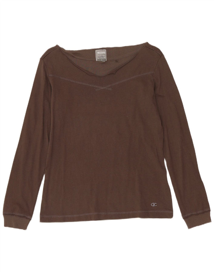 CHAMPION Womens Heritage Fit Top Long Sleeve UK 12 Medium Brown