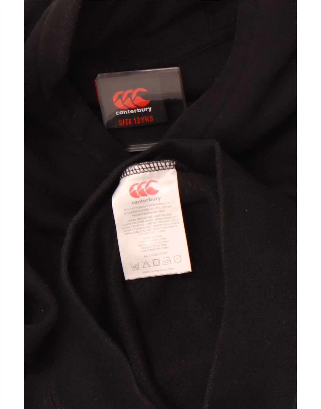 CANTERBURY Boys Hoodie Jumper 11-12 Years Black Cotton