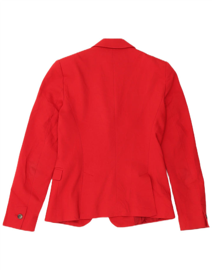 Zara Womens 1 Button Blazer Jacket UK 10 Small Red Cotton