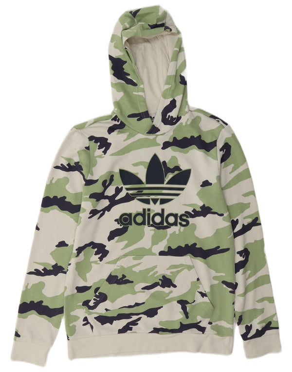 Adidas Boys Graphic Hoodie Jumper 14-15 Years Green Camouflage Cotton