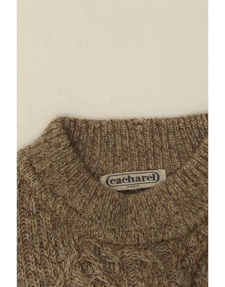 Cacharel Mens Crew Neck Jumper Sweater Large Beige Fair Isle