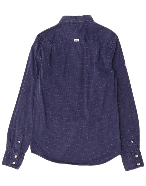 Superdry Mens Shirt Small Navy Blue Spotted Cotton