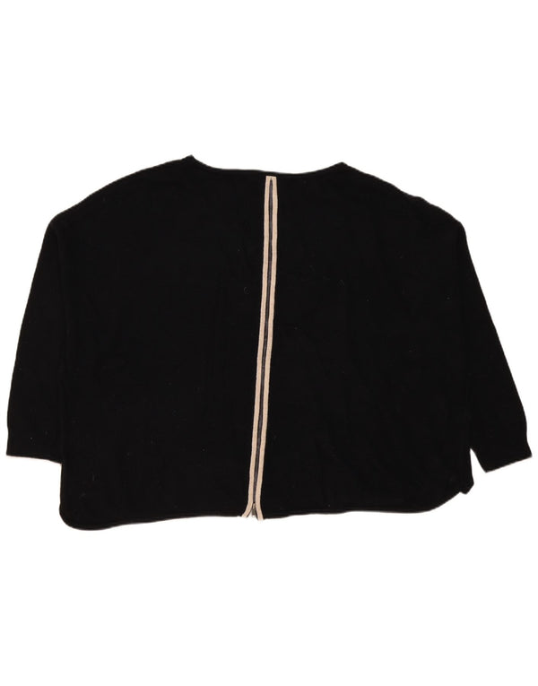 MINT VELVET Womens Graphic Boat Neck Jumper Sweater UK 16 Large Black
