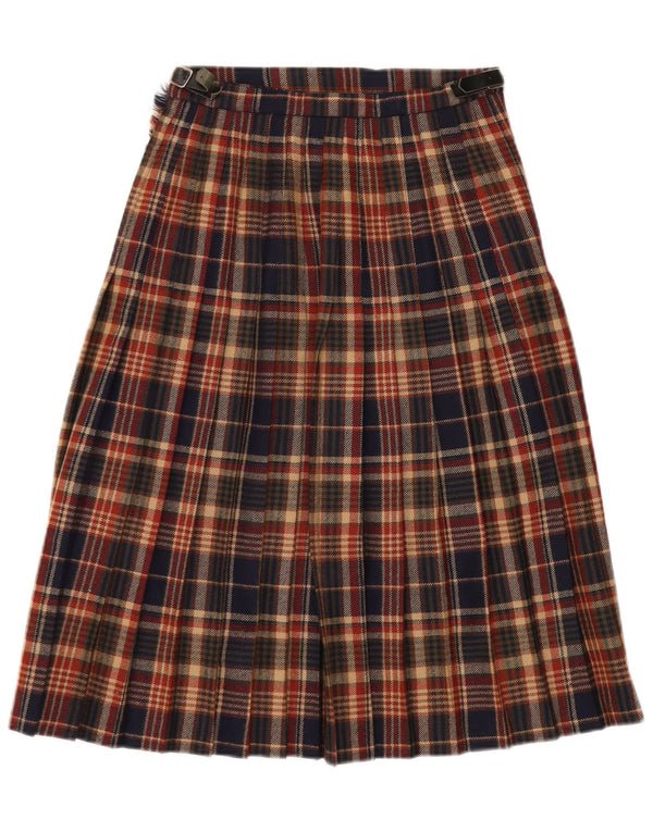 Vintage Womens Wrap Skirt UK 12 Medium W27  Multicoloured Plaid Virgin Wool