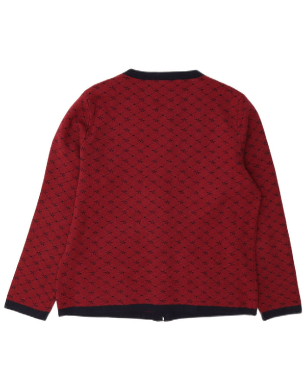 Castle of Ireland Womens Cardigan Sweater UK 14 Medium Red Check Viscose