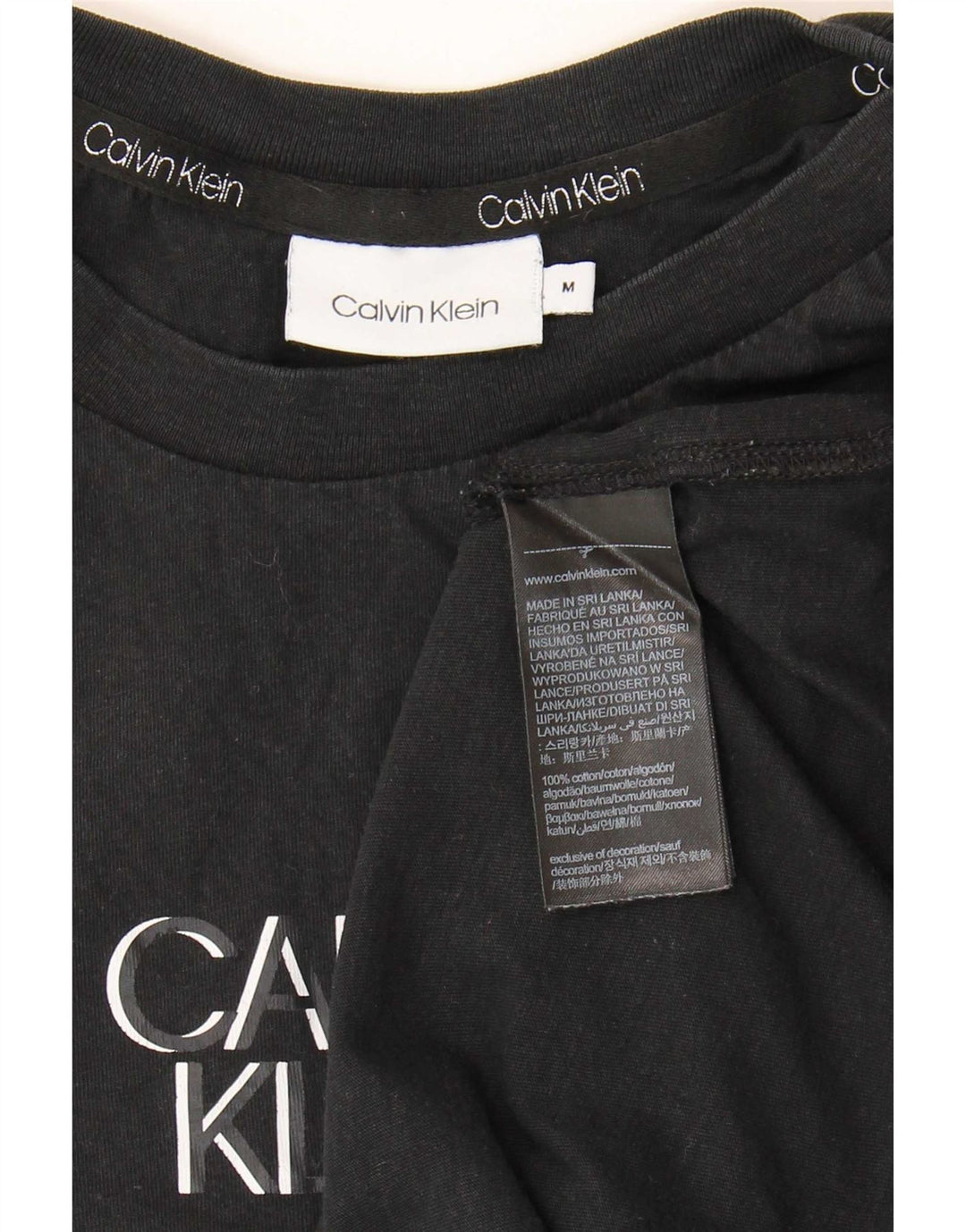 Calvin Klein Mens Graphic T-Shirt Top Medium Black Cotton