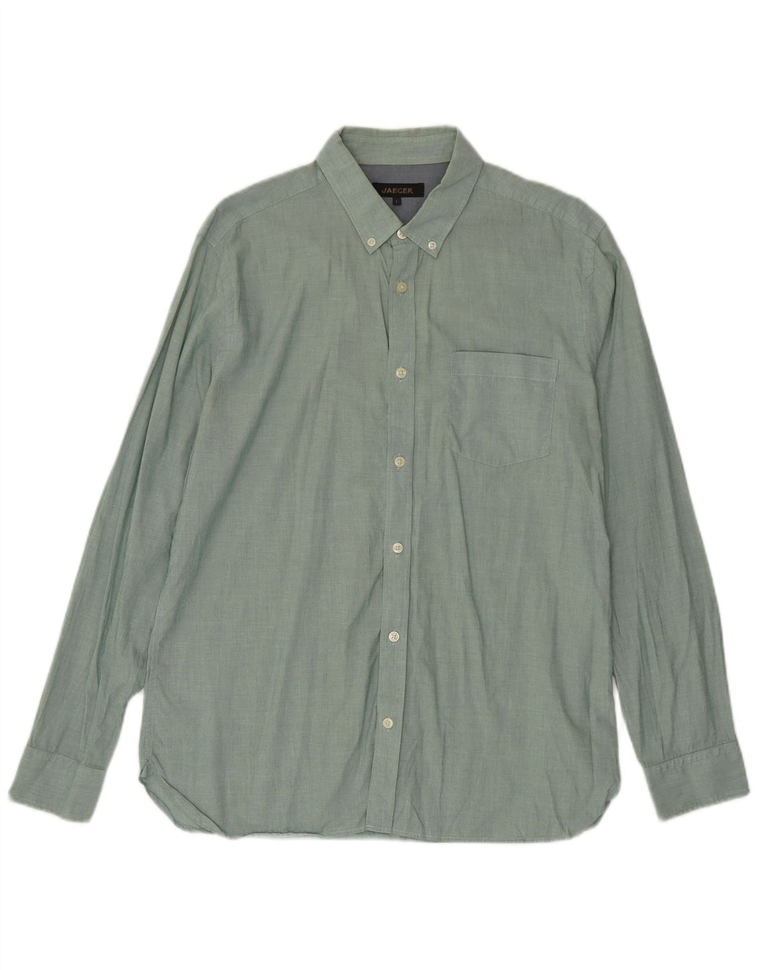 Jaeger Mens Shirt Large Green Cotton