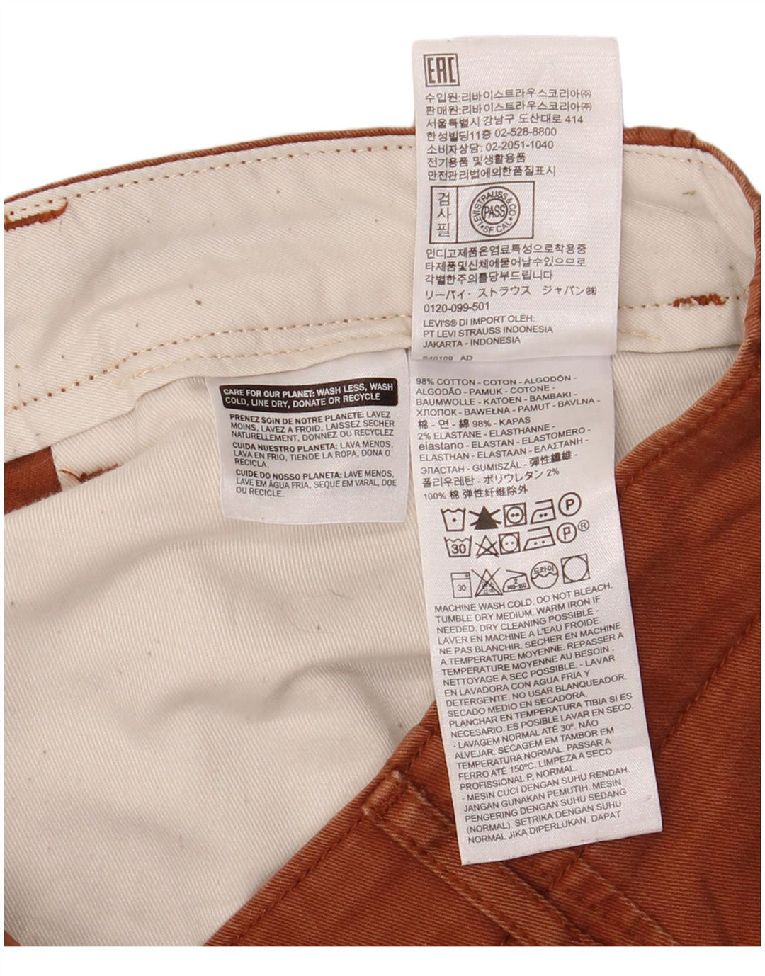 Levi's Mens Chino Shorts W38 XL Brown Cotton