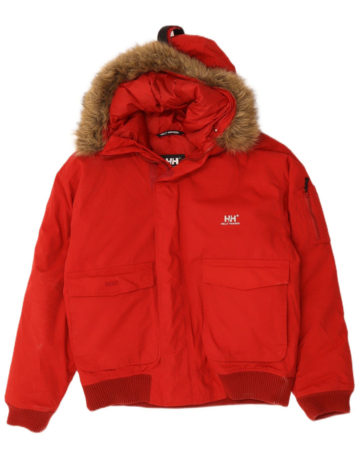 Helly Hansen Mens Hooded Padded Jacket UK 40 Large Red Nylon